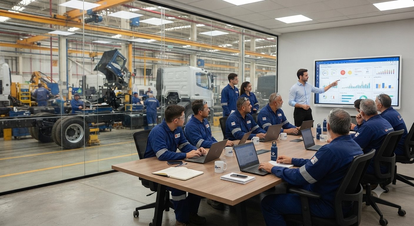 Devolutiva de resultados do Sistema 4.0 com a liderança, no chão de fábrica